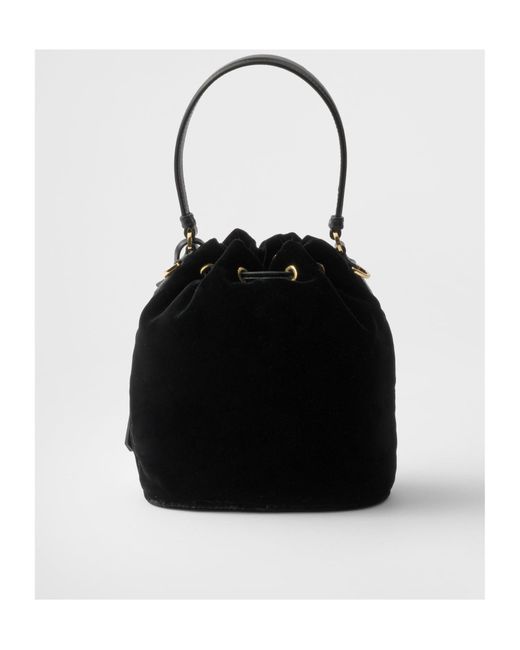 Prada Black Logo Plaque Drawstring Mini Top Handle Bag