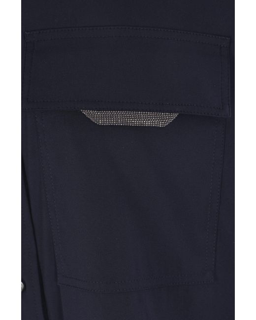 Brunello Cucinelli Blue Monili Detail Curved Hem Shirt