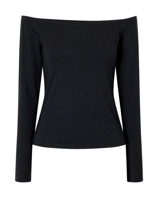 Skims Blue Off-The-Shoulder T-Shirt