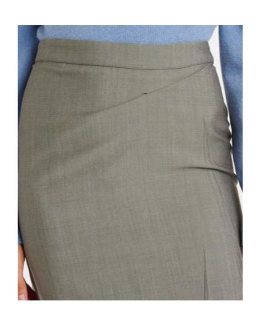 Victoria Beckham Gray Draped Wool And Mohair Midi Skirt