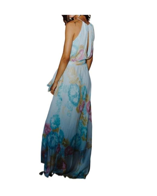 Marella Blue Ruffle Dress With A Fabric Flower
