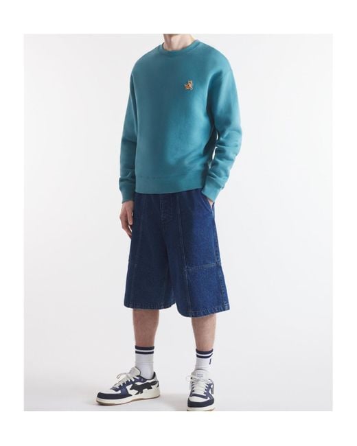 Maison Kitsuné Blue Maison Kitsuné Speedy Fox Patch Crewneck Sweatshirt for men