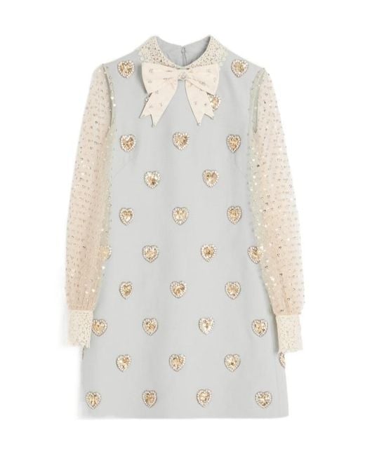 Valentino White Embroidered Crepe Couture Short Dress