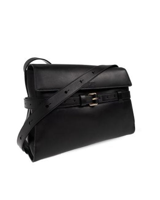 Moschino Black Logo Embossed Tie Me Shoulder Bag for men