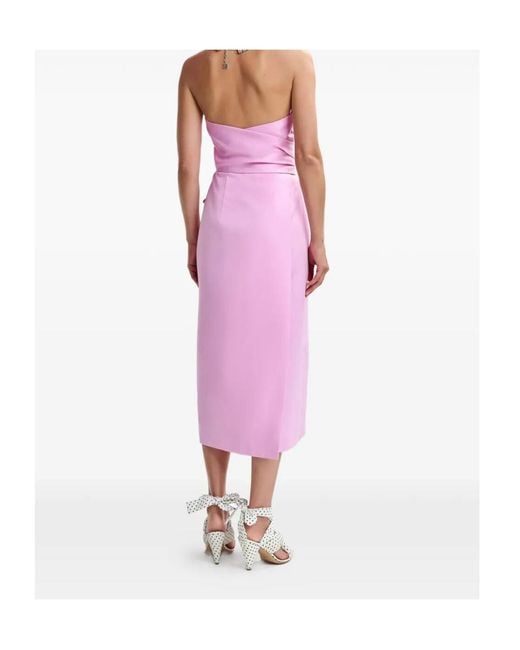 Essentiel Antwerp Pink Strapless Midi Dress With Wrap-Belt