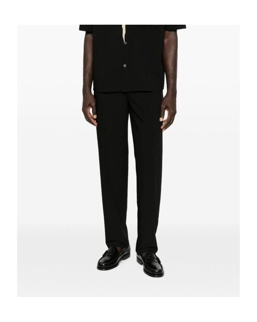 Emporio Armani Black Pressed-Crease Straight-Leg Trousers for men