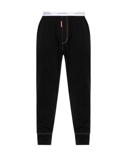 DSquared² Black Elastic-Waist Casual Trousers for men