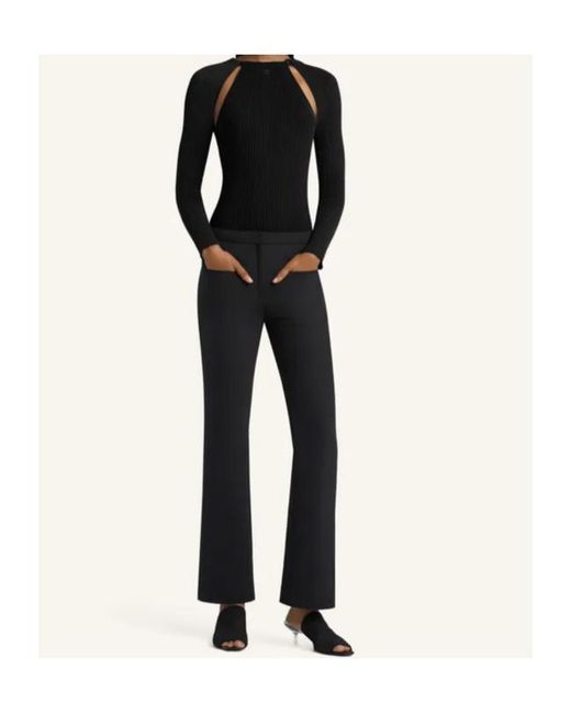 Courreges Black Long-Sleeve Cut-Out-Detail T-Shirt