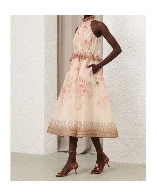Zimmermann Pink Illuminate Halter Midi Dress