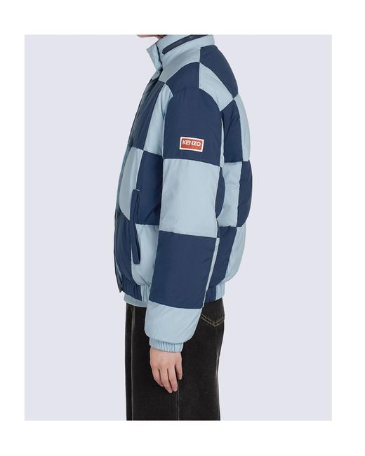KENZO Blue Check Quilted Down Jacket