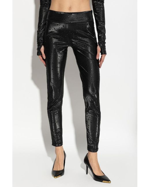 Versace Jeans Black Couture Mid-Rise Drop Printed Leggings