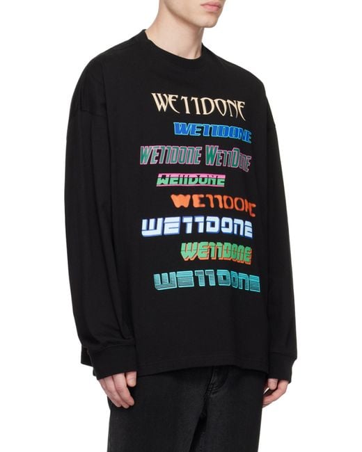 we11done Black Logo-Print Cotton Sweatshirt for men