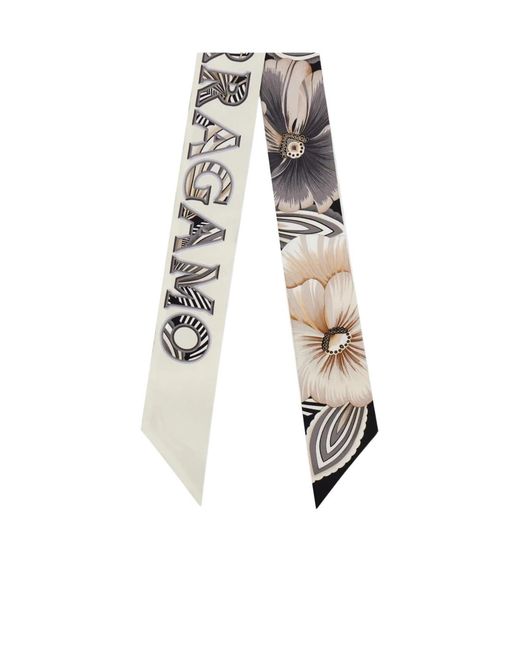 Ferragamo White Brezza Print Silk Bandeau