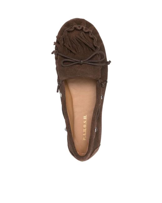 P.A.R.O.S.H. Brown Fringed Boat Shoes