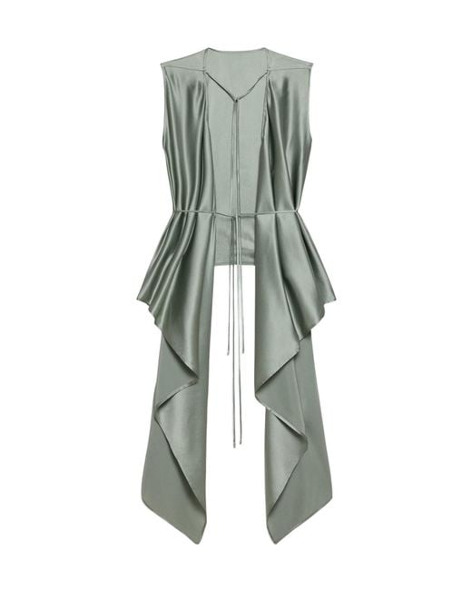 Helmut Lang Green Draped Scarf Top