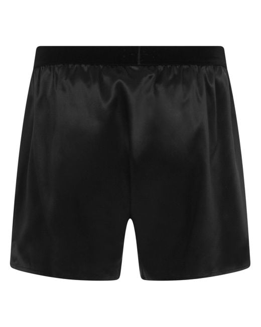 Tom Ford Black Logo-Waistband Stretched Satin Boxers for men