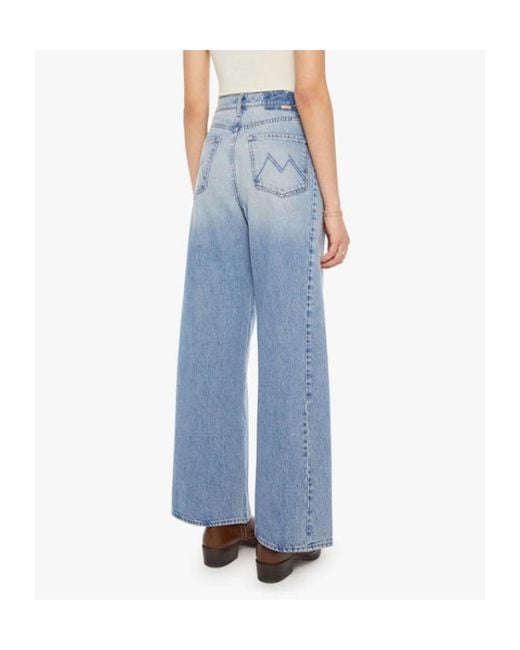 Mother Blue Panelled Cotton Jeans