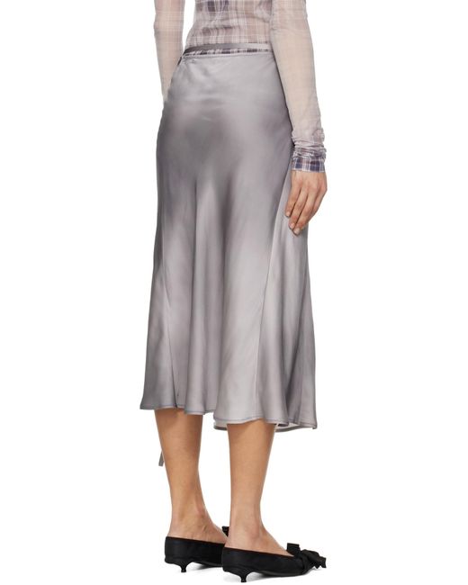Acne Gray Satin Wrap Midi Skirt