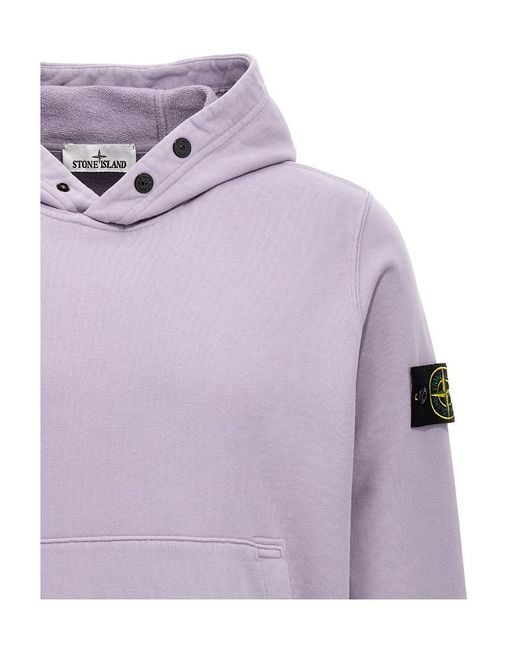 Stone Island Purple Long-Sleeved Hooded Sweater for men