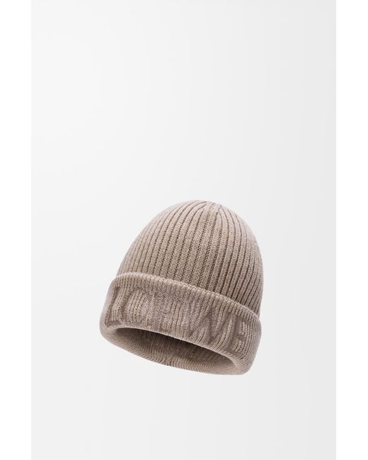 Loewe Gray Logo Embroidered Ribbed-Knit Beanie