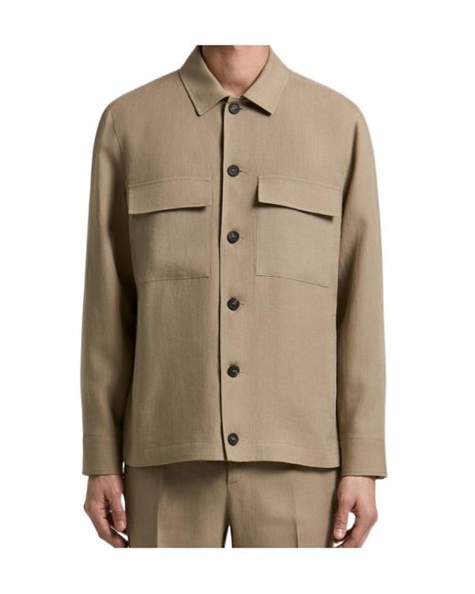 Peserico Natural Button-Up Shirt Jacket for men