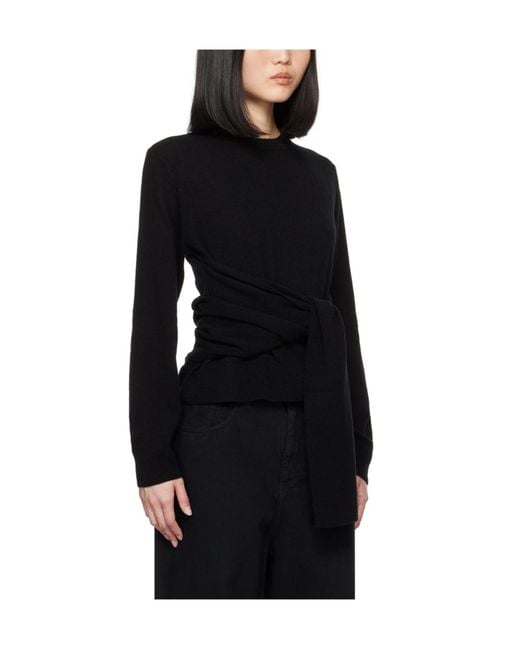 MM6 by Maison Margiela Black Wrap-Around Crewneck Jumper