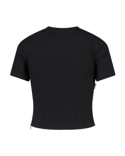 Area Black Embellished Short-Sleeved Bustier Style Top