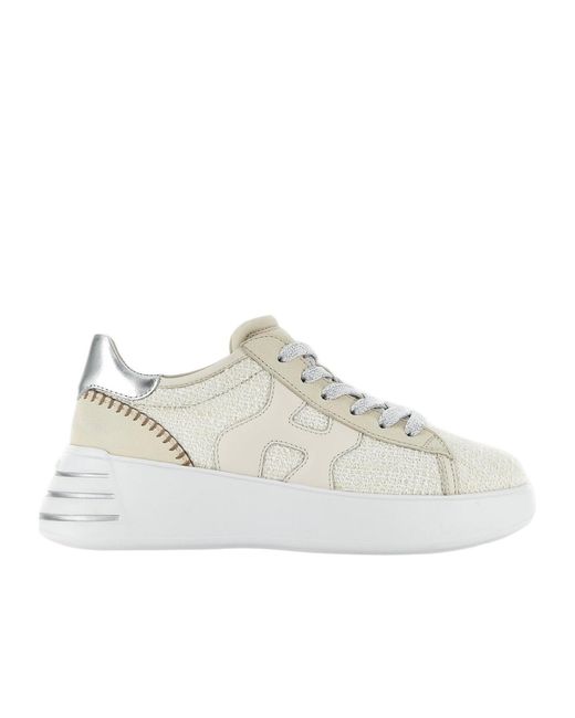 Hogan White Rebel Lace-Up Sneakers