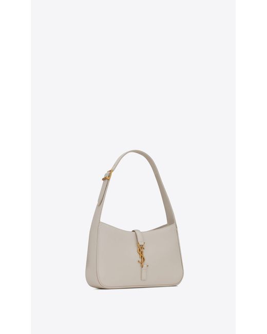 Saint Laurent White Le 5 À 7 Logo Plaque Hobo Bag