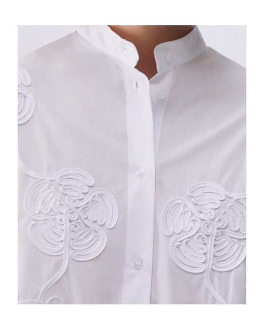 Liu Jo White Floral Embroidered Button-Up Shirt