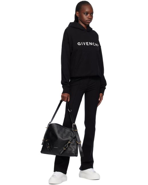 Givenchy Black Voyou Logo Detailed Medium Shoulder Bag