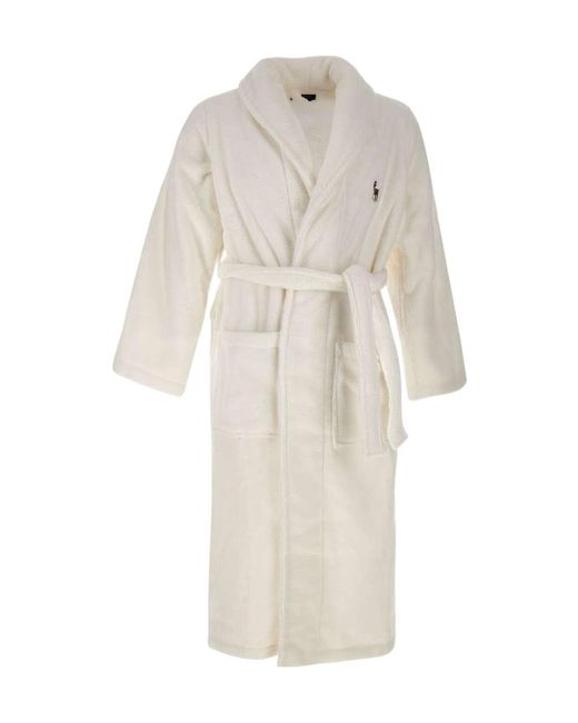 Polo Ralph Lauren White Pony-Motif Belted Dressing Gown for men