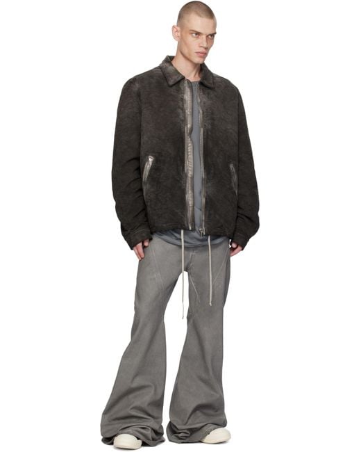Rick Owens Black Drawstring Hem Zipped Jacket for men