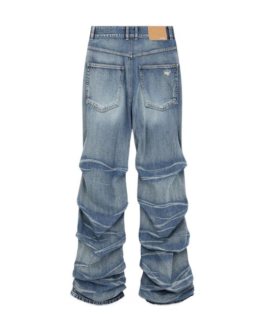 we11done Blue Wrinkled Straight Denim Pants for men