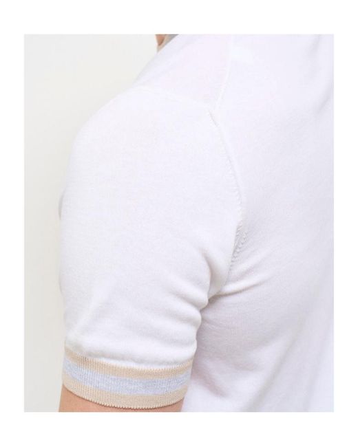 Gran Sasso White Contrast-Trim Knitted T-Shirt for men