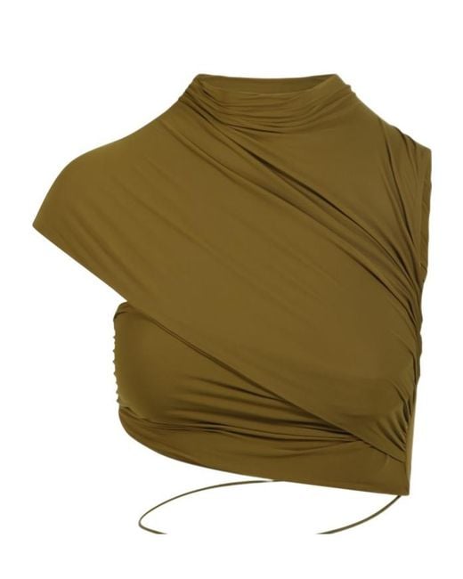 Amazuìn Green Aliukg Draped One-Shoulder Top