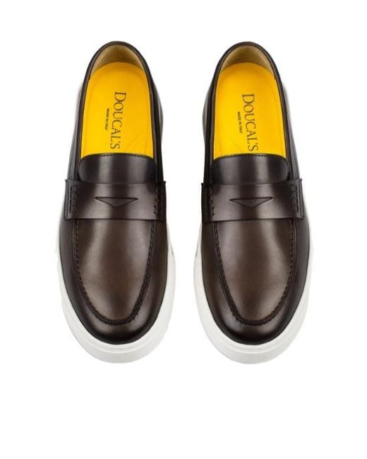 Doucal's Black Smooth Penny Loafers for men