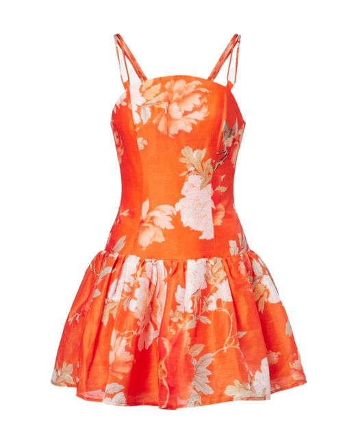 Leo Red Lorena Floral Ruffled Minidress