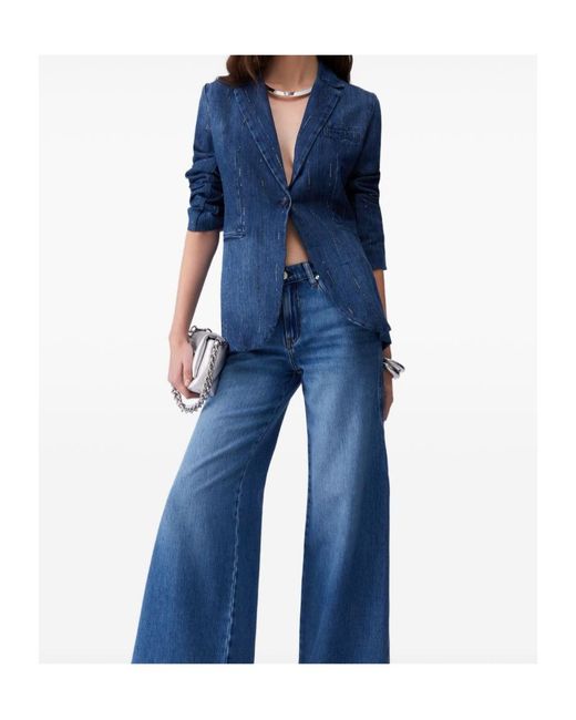 Liu Jo Blue Single Breasted Embellished Denim Blazer