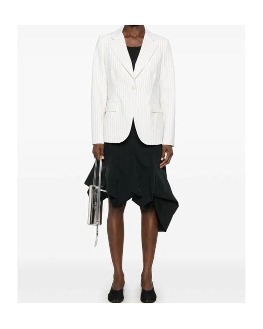 P.A.R.O.S.H. White Striped Single-Breasted Blazer