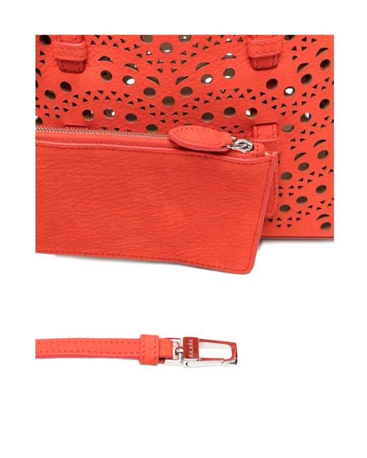 Alaïa Red Alaïa Laser-Cut Shoulder Bag
