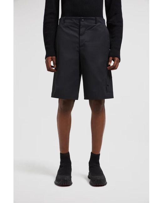 Moncler Black Nylon Cotton Shorts for men