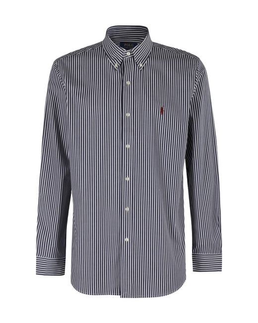 Polo Ralph Lauren Blue Polo Pony-Embroidered Striped Shirt for men