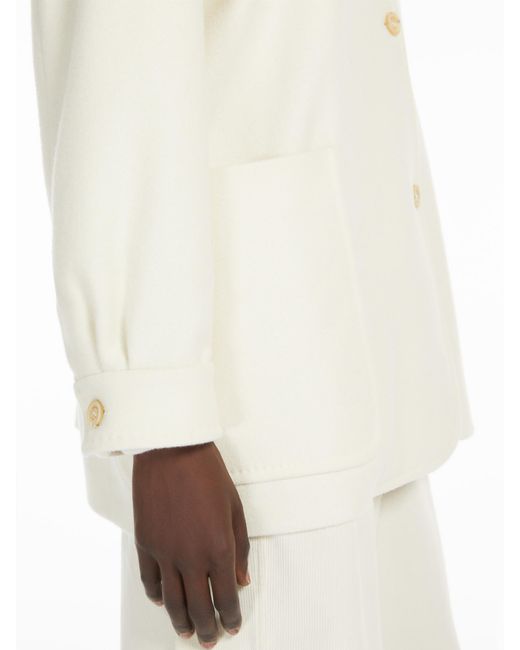 Max Mara White Eligio Single-Breasted Straight Hem Coat