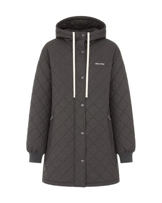 Miu Miu Gray Hooded Down Jacket