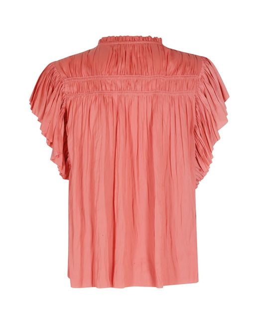 Ulla Johnson Pink Agosta Ruffled Tie Top