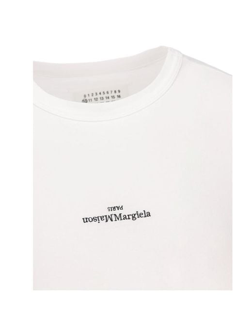 Maison Margiela White Logo Embroidered Crewneck T-Shirt for men
