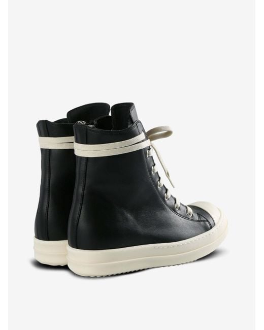 Rick Owens Black High-Top Lace-Up Sneakers
