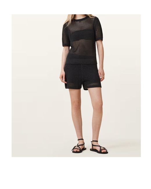 AllSaints Black Paloma Drawstring Knit Shorts
