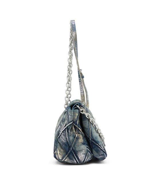 DIESEL Blue Charm D Quilted Metallic-Foil Shoulder Bag